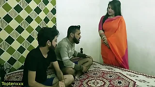 Indian hot xxx threesome sex! Malkin aunty and team a few prepubescence hot sex! clear hindi audio